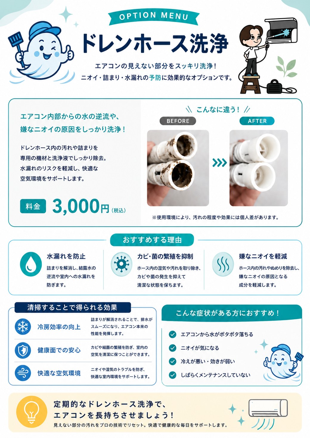 ドレンホース洗浄 3,000円