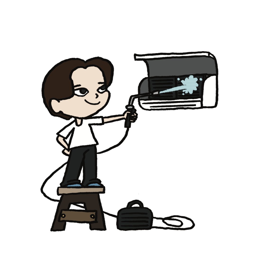 エアコンクリーニング作業のイメージイラスト